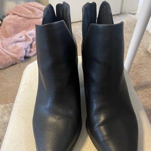 Sun stone black heeled booties, size 9